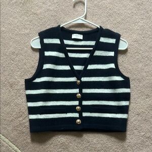 Harper Navy Blue/Black and White Striped Crop Top